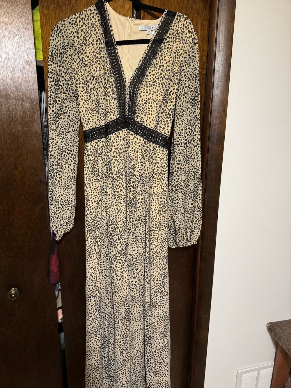 Baltic Born Beige and Black Leopard-Print Maxi Dress
